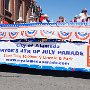 The City of Alameda's 2014 Parade review stand on Park Street.  These people are the one's that judge the floats.