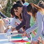 Tables were set up for volunteers to paint tiles for future use at the park.