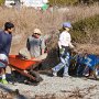 Hawling away pieces of concrete was also part of the work effort.