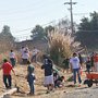 The work site is starting to be changed into a cleaned up area for the future community garden.  